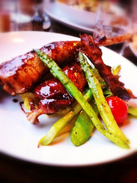 Cuisses de faisan laquées au miel sur risotto au lait de coco