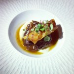 Bajoue de veau braisée doucement avec nem aux crevettes