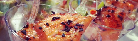 Verrine mi-cuit de truite caramélisée au miel de verge d'or, salade asperge et chèvre des neiges - La Mangue verte