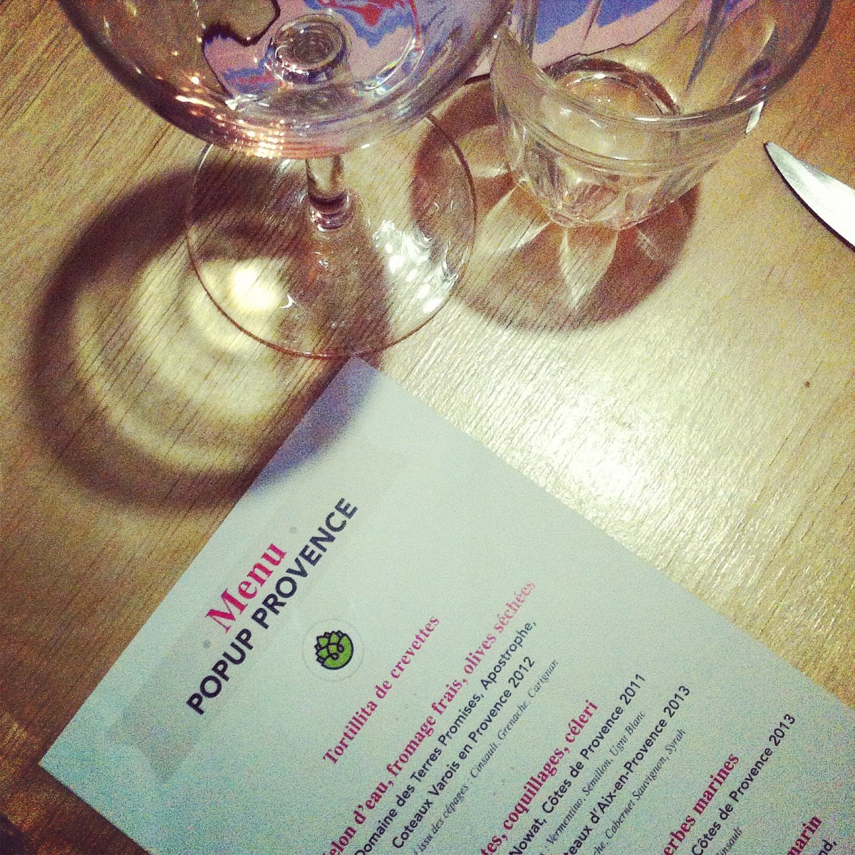 Menu - Paris Popup visite Le Pied bleu