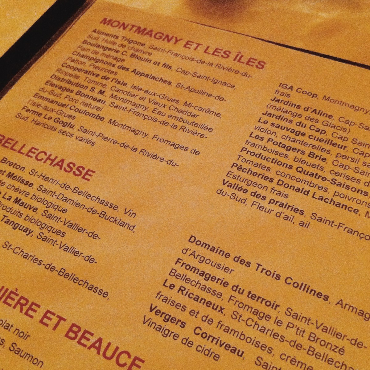 Impressionnant nombre de producteurs locaux