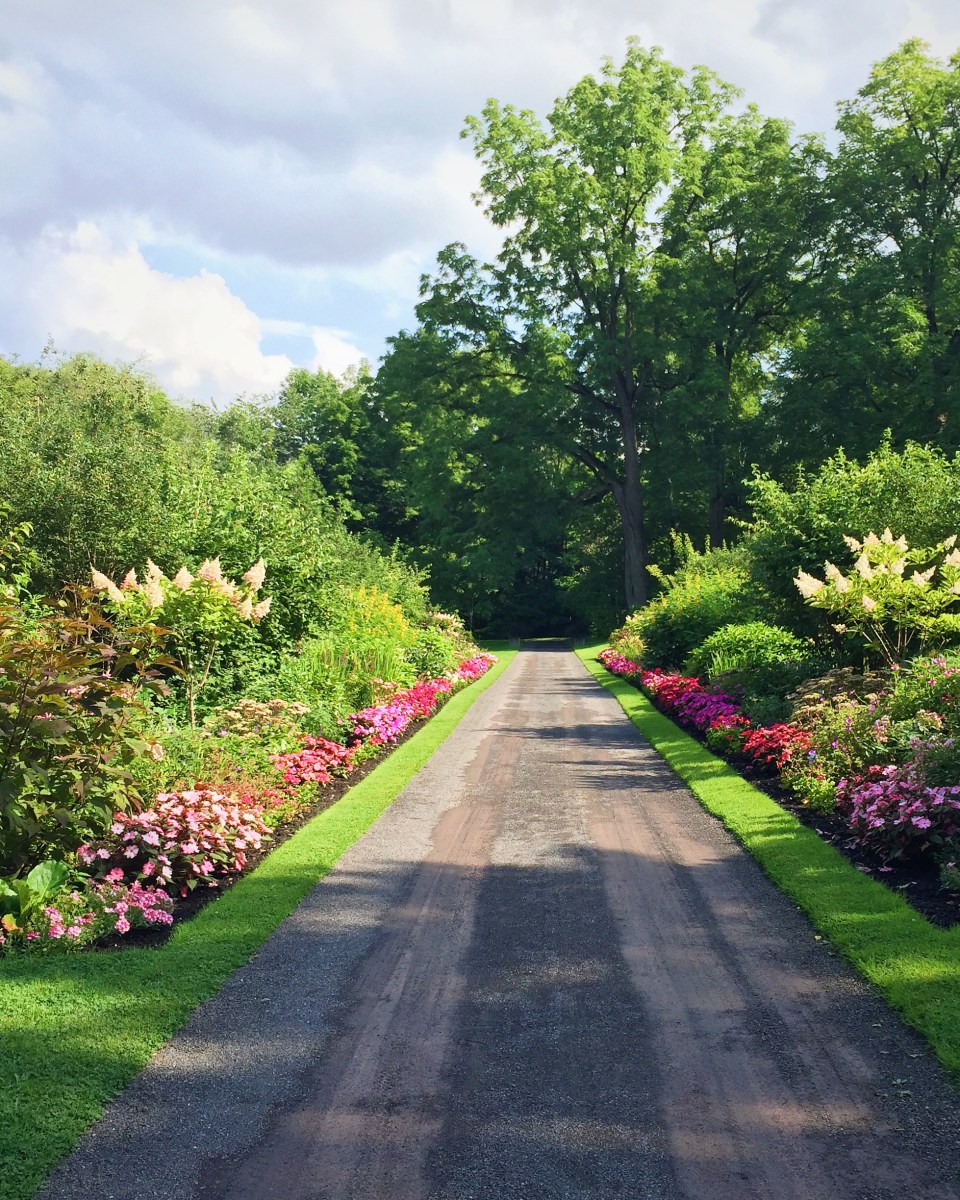 L'allée bordée de platebandes parfaitement entretenues