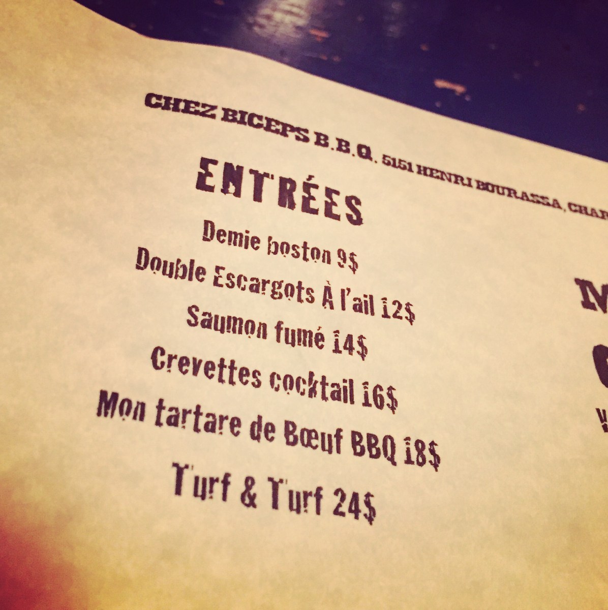 Biceps BBQ - entrées